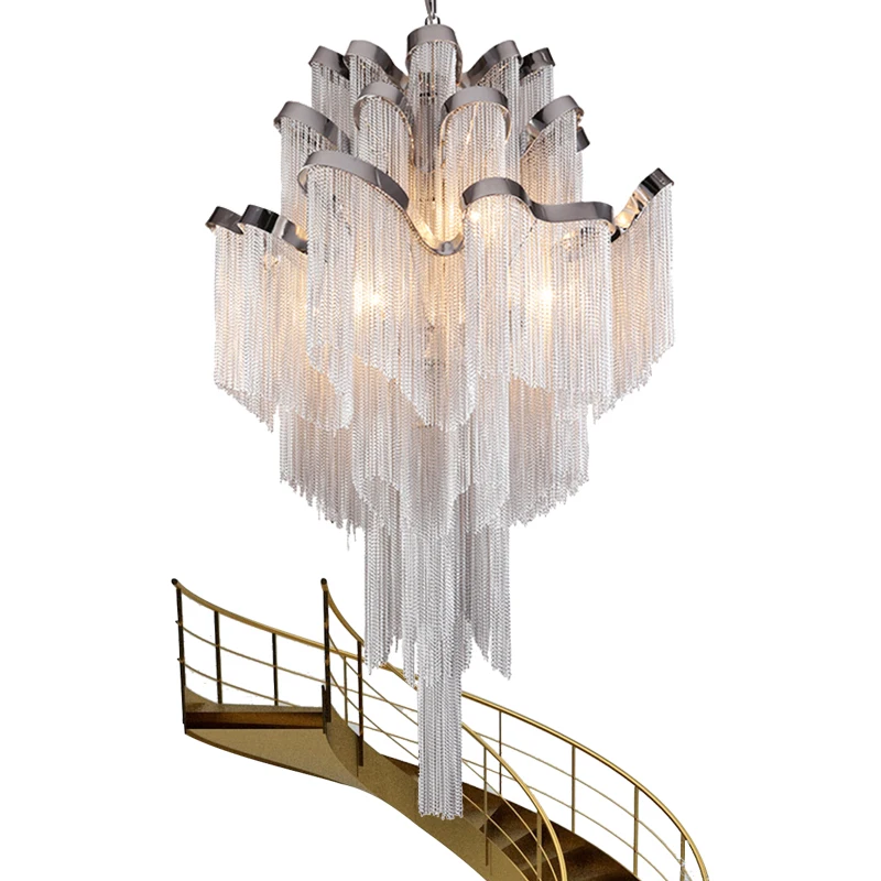 

Aluminum Chain iron Chandeliers Lighting Luxury Stair Pendant Hanging Light for Home Hotel Restaurant Decoration 110-220V