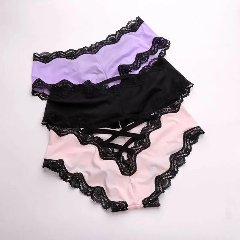 

Fashion Women Sexy High Waist Soft Underpants Seamless Ice Silk Lingerie Briefs Hipster Lace Underwear Panties White Black Gray