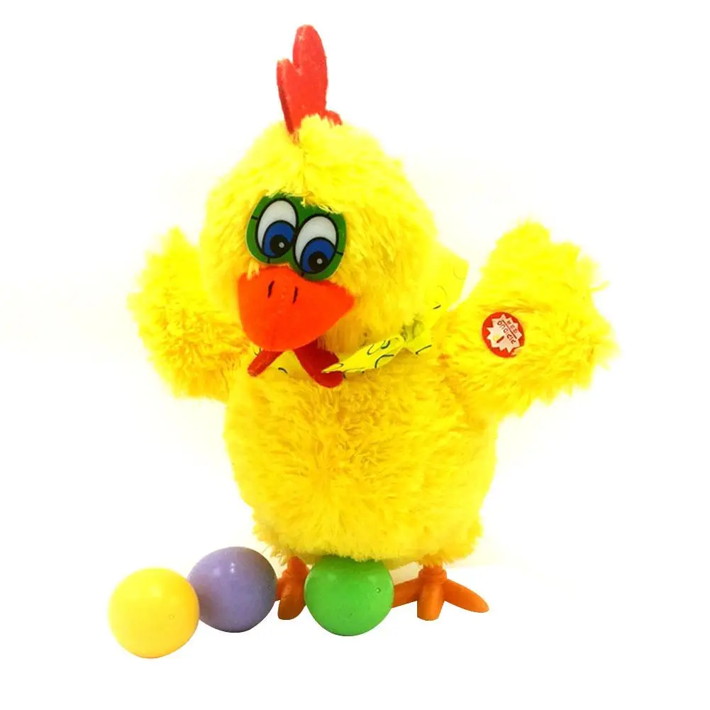 Brinquedo de Pelúcia Boneca de Frango com Três Ovo de Galinha Engraçado Galinha Bonito Elétrica Dança Cantando Ovos Crianças Brinquedo Que