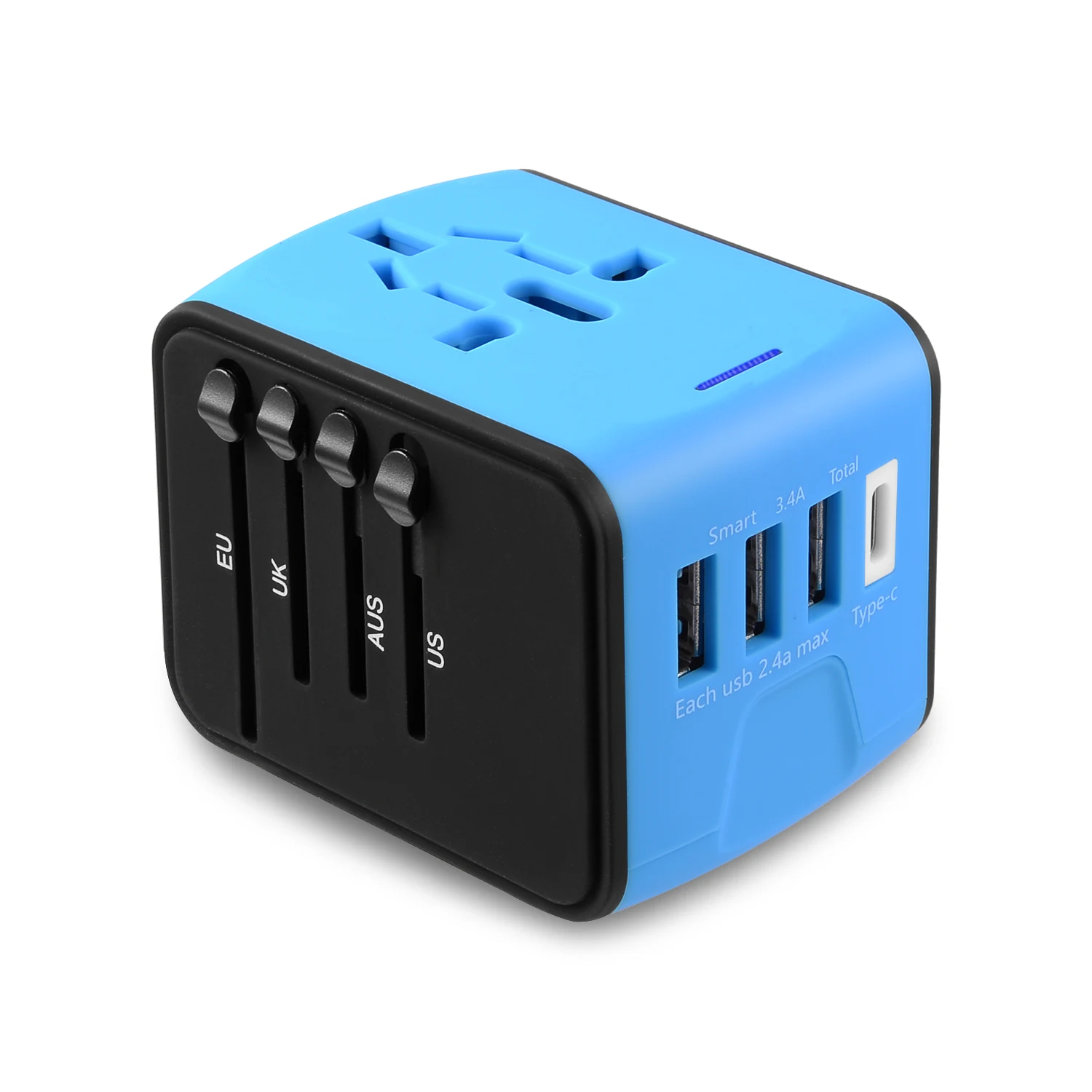 Универсальный адаптер для путешествий Тип C 4 USB Международная Вилка питания
