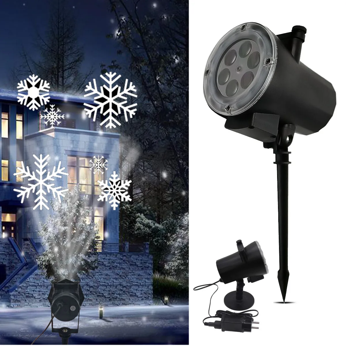 

12 Patterns Christmas Laser Snowflake Motion Projector Outdoor LED Waterproof Disco Lights Home Garden Star Light Indoor Decor