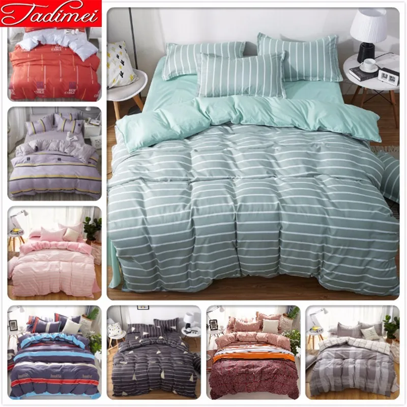 Green Stripe Duvet Cover 3 4 Pcs Bedding Set Adult Kids Soft