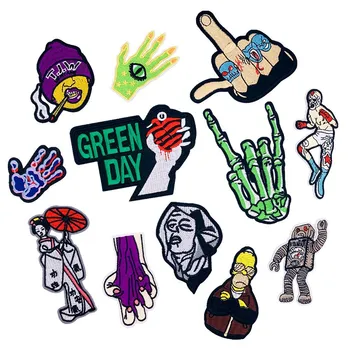 

PGY Punk Rock Green Day Fingers Iron On Patch Clothing Embroidered Sewing Applique Iron On Fabric Badge Apparel Accessory Patch