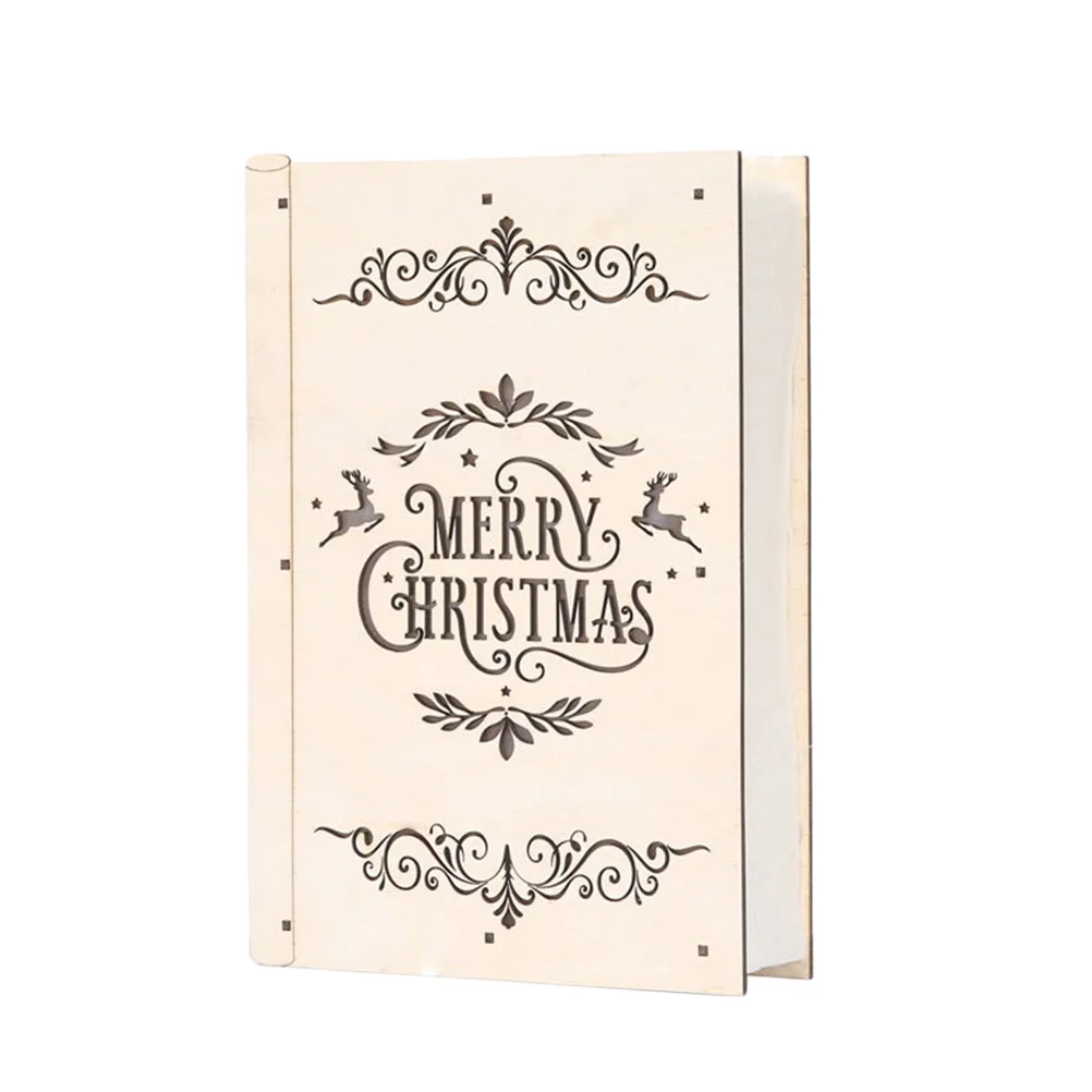

1PC Christmas Book Shape Wooden Lighted Room Model lovely Pendant House Decor for Decoration New Year Xmas Christmas