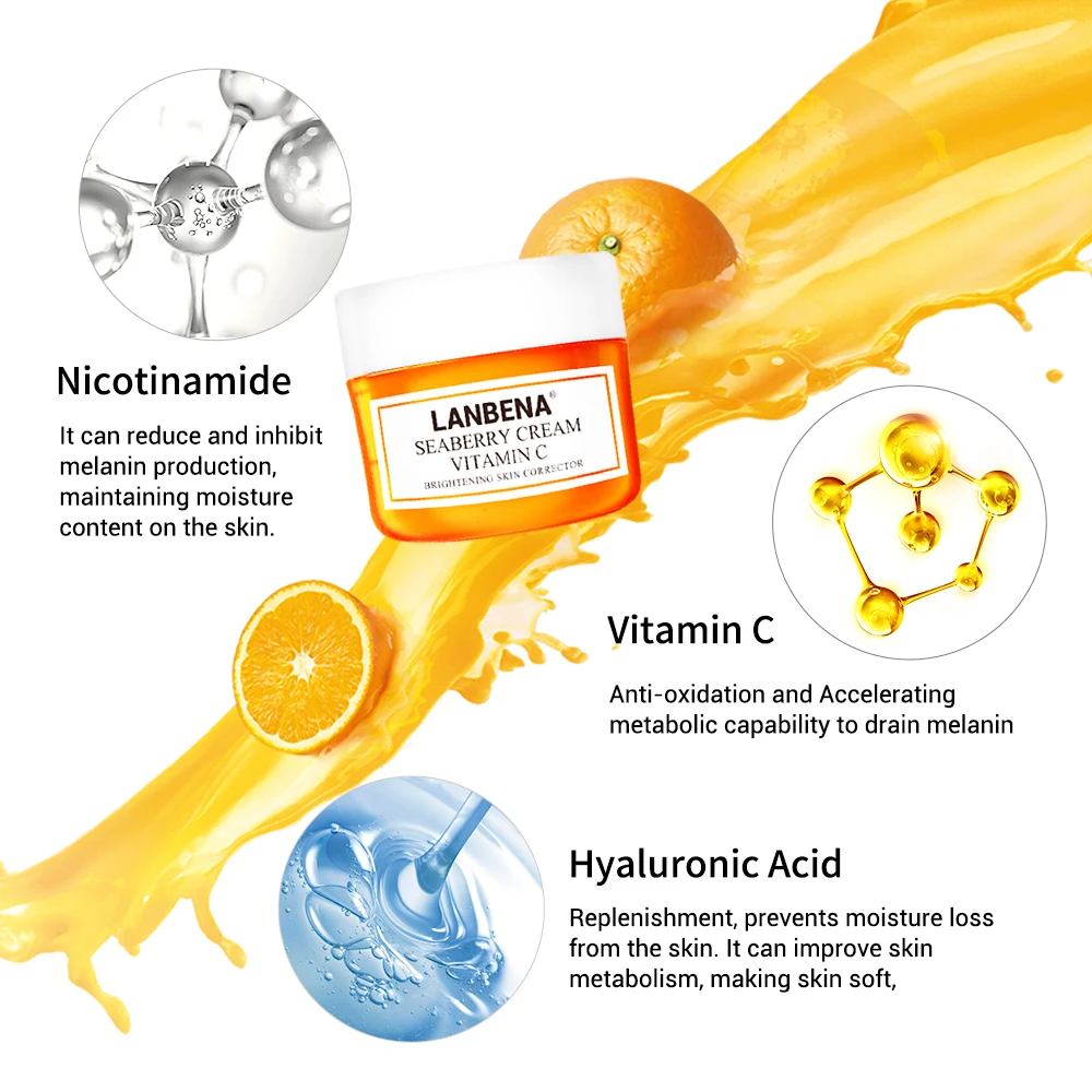 LANBENA 40g Vitamin C Blemish Whitening Cream remove dark spots melasma Anti Aging Anti Wrinkle face Cream Skin care moisturizer