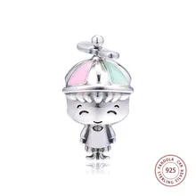 CKK 925 пробы Серебряный пропеллер шляпа мальчик талисманы Бусины Подходит Pandora Браслеты Argent DIY Шарм серебро 925 ювелирные изделия perles pour