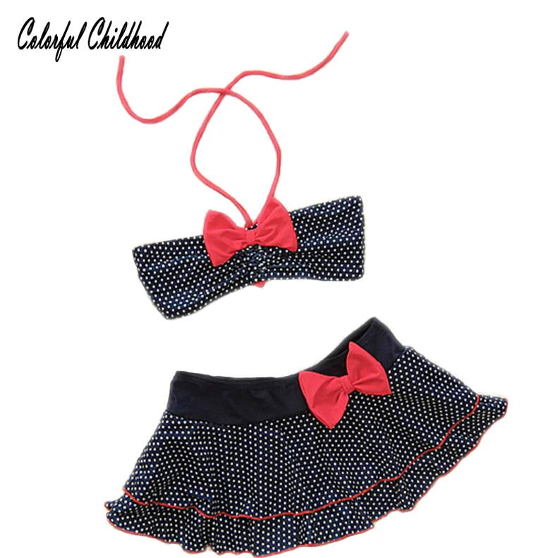 2pcs Bikini Set Sleeveless Swim Strap top+Swim Skirt Toddler Infant
