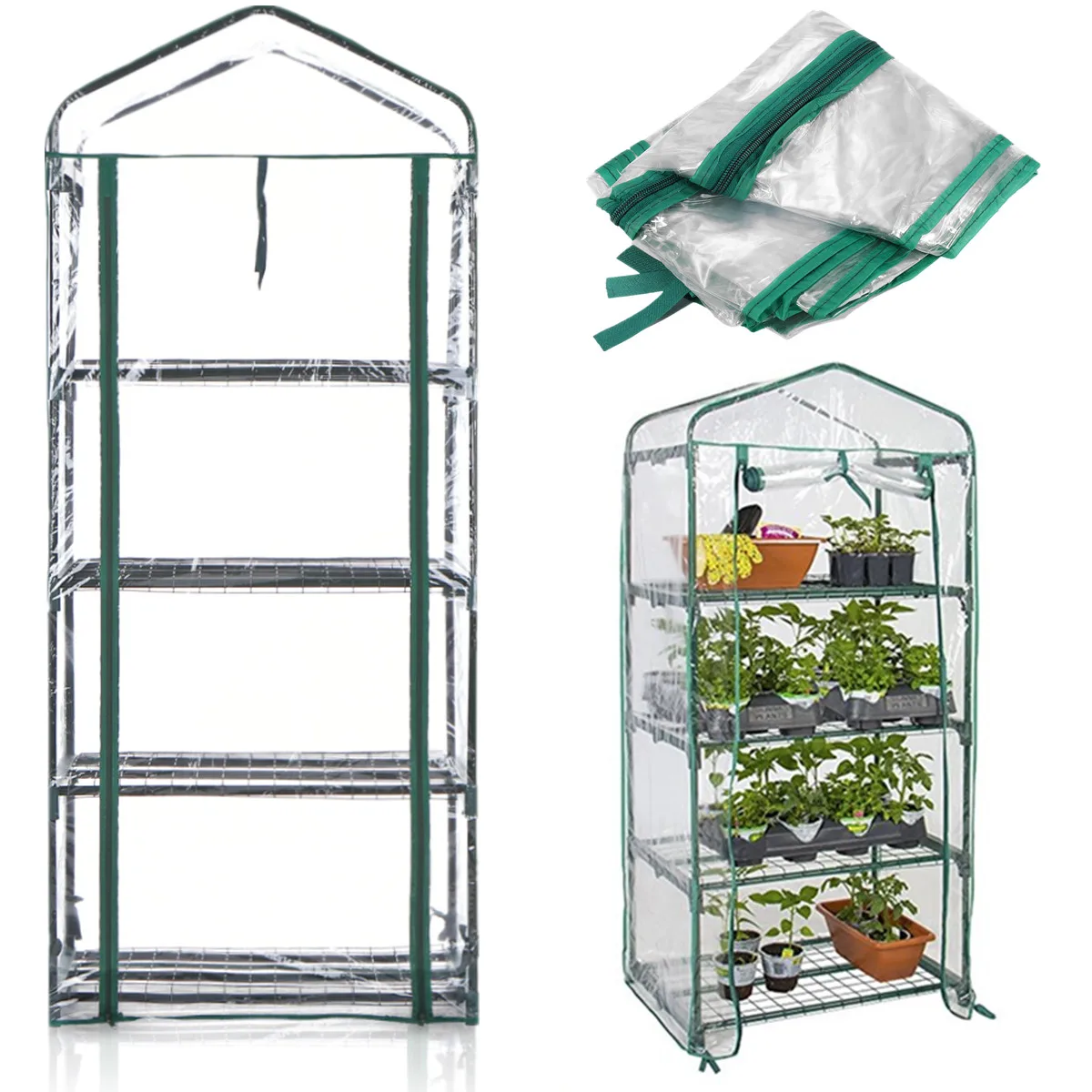 

Portable Outdoor Warm Garden Green House Mini Greenhouse Flower Plants Gardening Transparent Protect Breathtability Zipper Doors