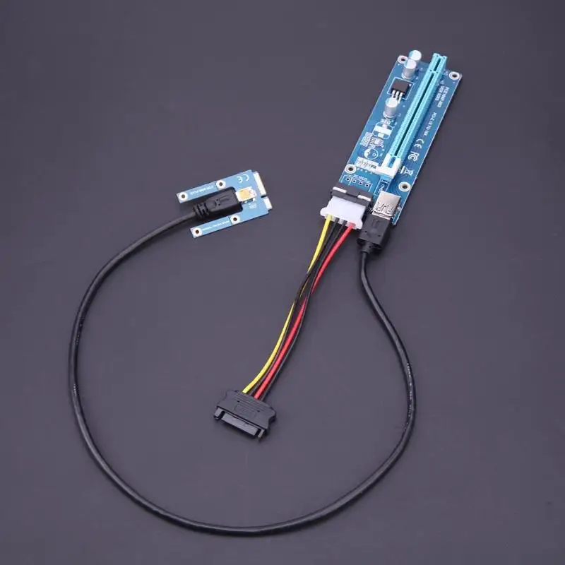 Пятая 40 см PCI Express 1X к 16X переходная карта расширитель адаптер с USB 3 0 кабель + 15Pin SATA