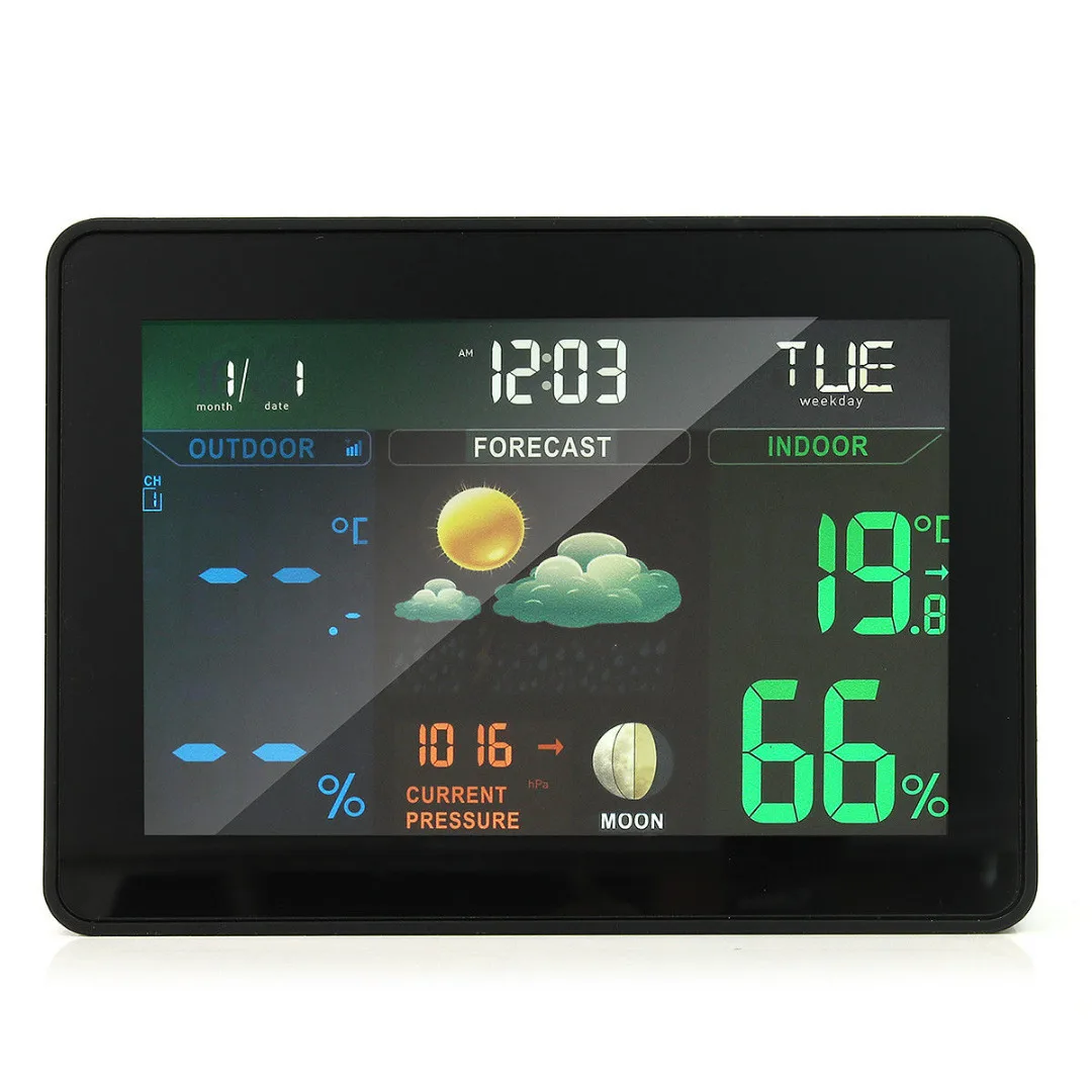 

Wireless Digital LCD Thermometer Weather Station Hygrometer Humidity Meter Weather Clock Temperature For Indoor Outdoor