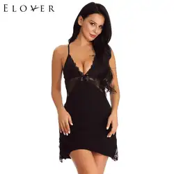 Elover Babydoll Для женщин сексуальное женское белье пижамы Спагетти ремень Кружева цветочные See Through Тедди белье платье