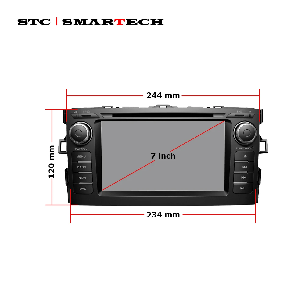 Sale SMARTECH 2 Din Android 8.1 Car Audio Radio DVD GPS Navigation System For Toyota Auris hatchback Quad-Core 2GB RAM 16GB ROM 5