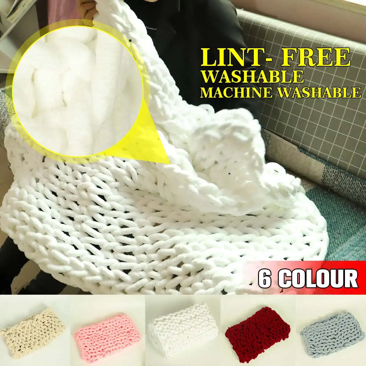 Warm Hand Weaving Knitted Blanket Machine Washable Lint free Blanket