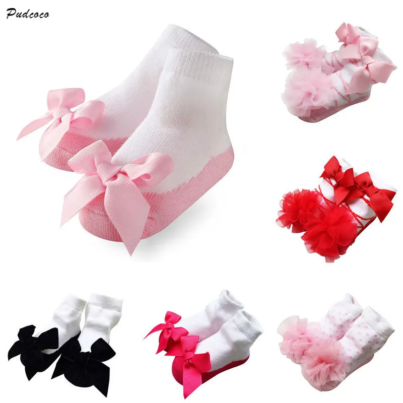 Baby Girl Socks Cute Girls Bow Floral Dots Cotton Princess Soft Socks