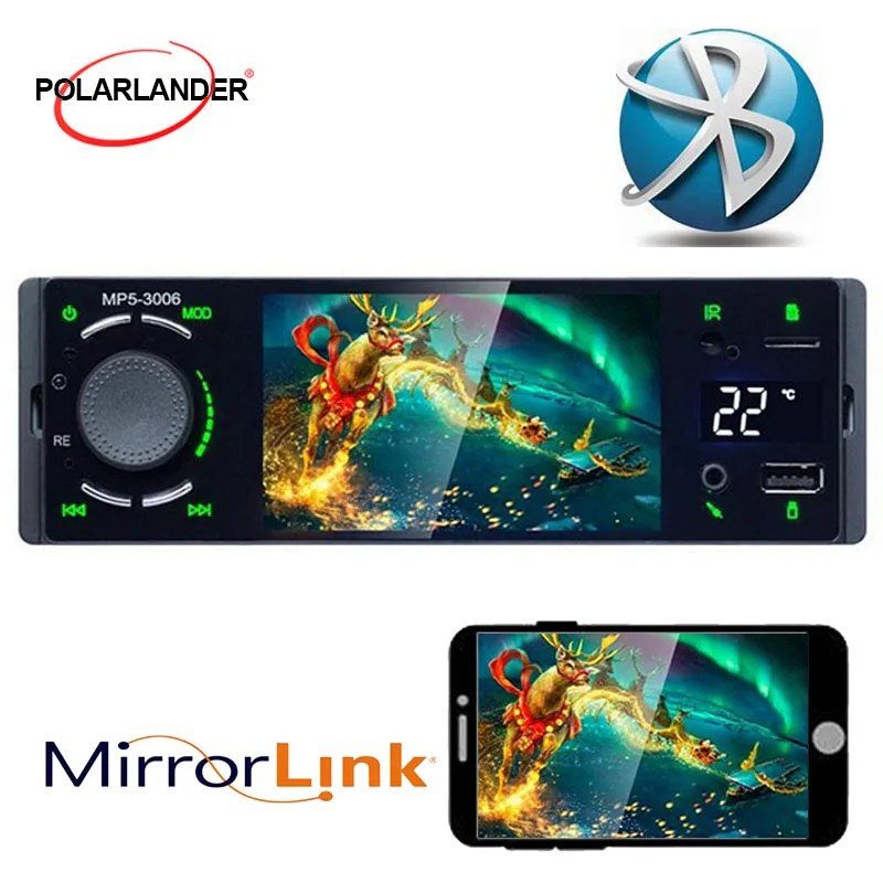 Авторадио Автомобильный радиоприемник 1din 4." автозвук mirrorlinklink Android стерео Bluetooth с сенсорным экраном камера заднего вид