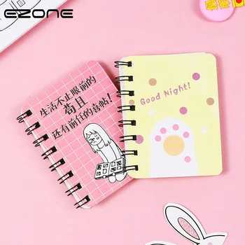 

EZONE Printed Funny Pattern Notebook Mini Notebook Kawaii Cat/Cactus/Funny Words Memo Pad Coil Line Paper Notebook Diary Book