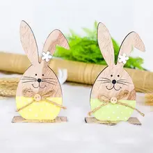 Easter Wooden Rabbit Log Color Flower Nordic Style Pendant Festival Party Home Wedding Decorations