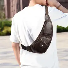 Мужская сумка из натуральной кожи на лямках, одноцветная сумка почтальона карманы на ремне, Повседневная сумка на ремне, поясные сумки, новинка