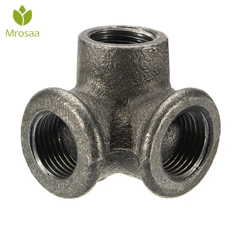 Mrosaa 1/2Inch 3/4Inch 1Inch 3 Way Pipe Fittings Malleable Iron Black Elbow Tee Female Connector For connecting to male pipes|Kitchen Faucet Accessories| - AliExpress