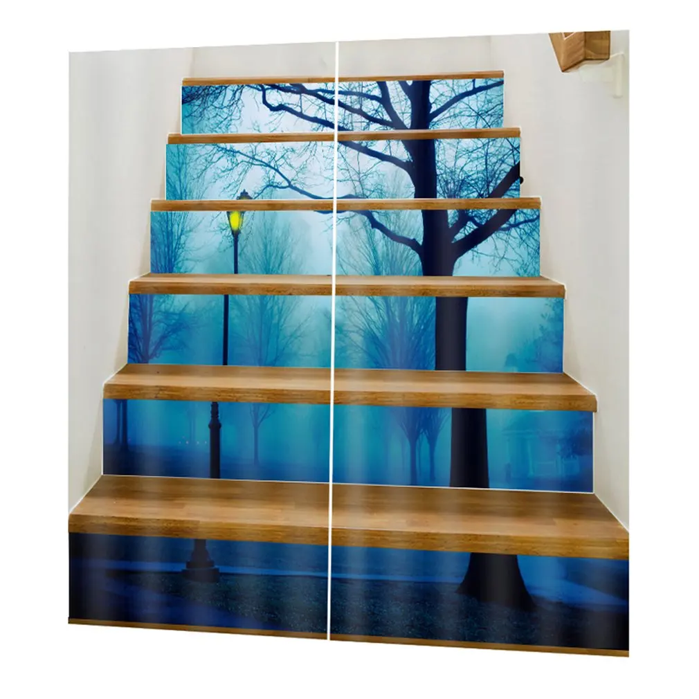 

DZ30123D Multicolored Stairs Digital Printing Waterproof Mildew Shower Curtain150*166