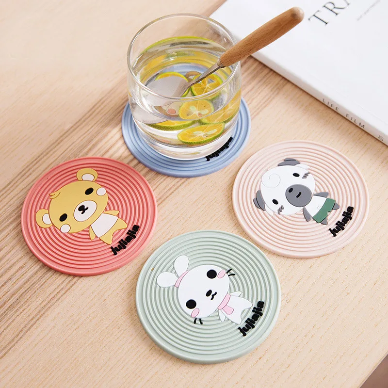 

Cartoon Animal Pattern PVC Coaster Non-slip Thicken Heat Insulation Pad Round Placemat Table Decorative Accessories