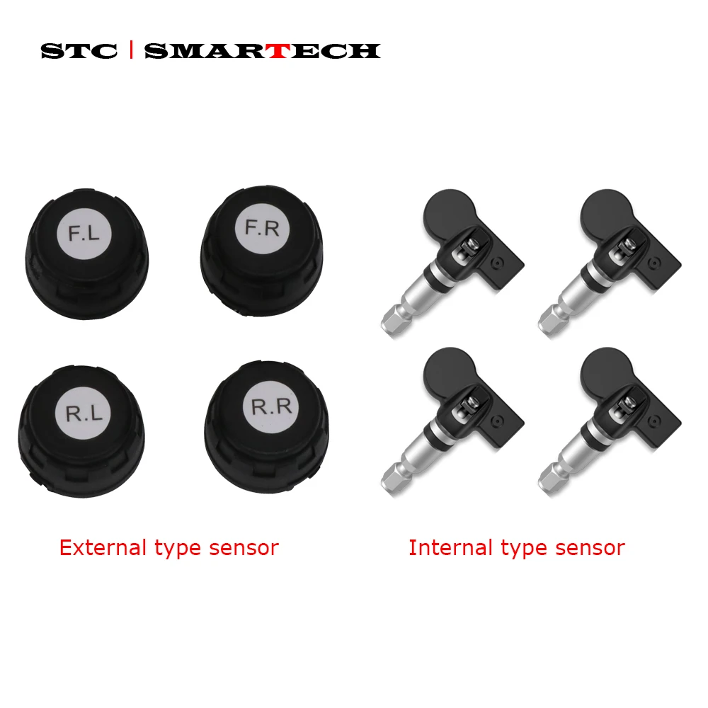 SMARTECH TPMS Car Tire Pressure Alarm Monitor System Solar Display 4 Internal / External Sensor Temperature Warning