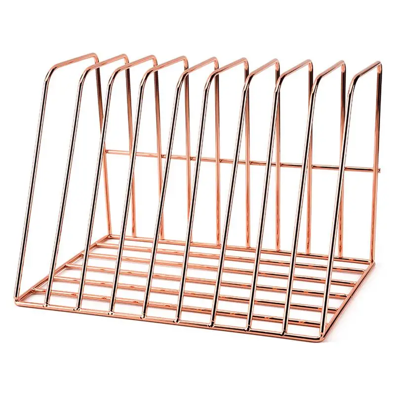 منظم الملفات المطاوع الحديد كتاب حامل القرطاسية طالب قبة رف كتب ورقة مجلة تخزين الرف روز الذهب الأسود