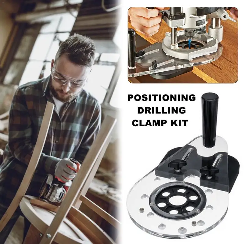 

Drill Borehole Locator DIY Plastic ABS Woodworking Tools Positioning Drilling Clamp Kit