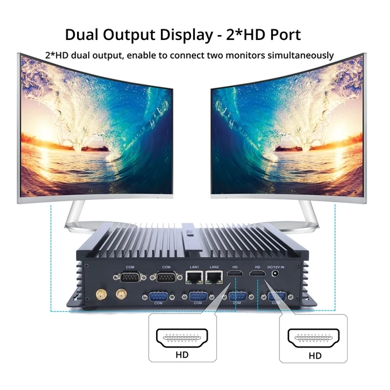 Intel Core i3 5005U безвентиляторный мини ПК с HD 5500 двумя выходами HDMI 1000 м LAN и