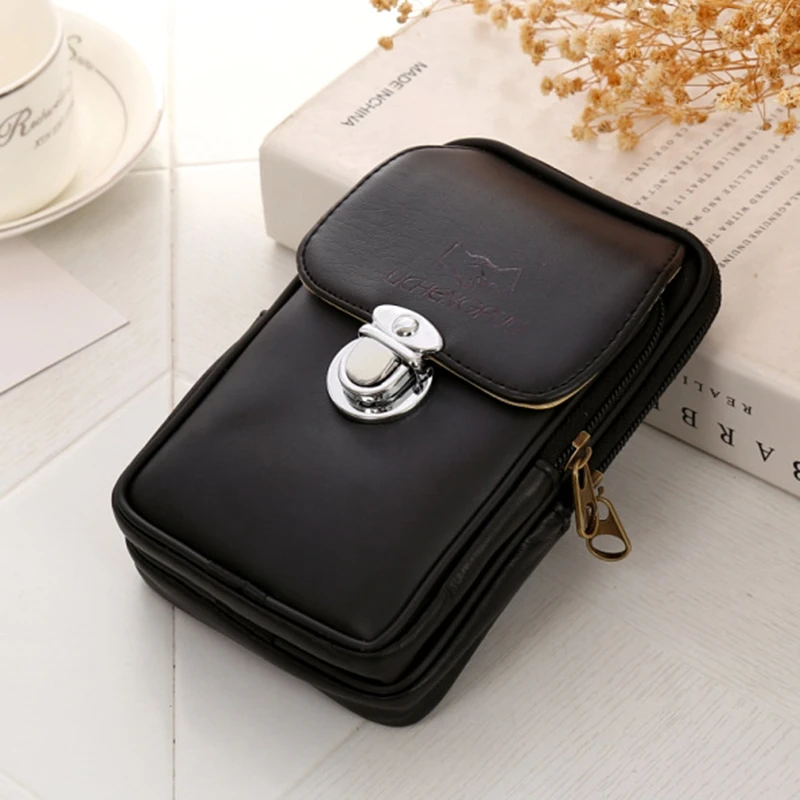 

Simple Men's Pu Double-Layer Mobile Phone Pockets Single Pull Mobile Phone Pockets High-End Mobile Phone Pockets