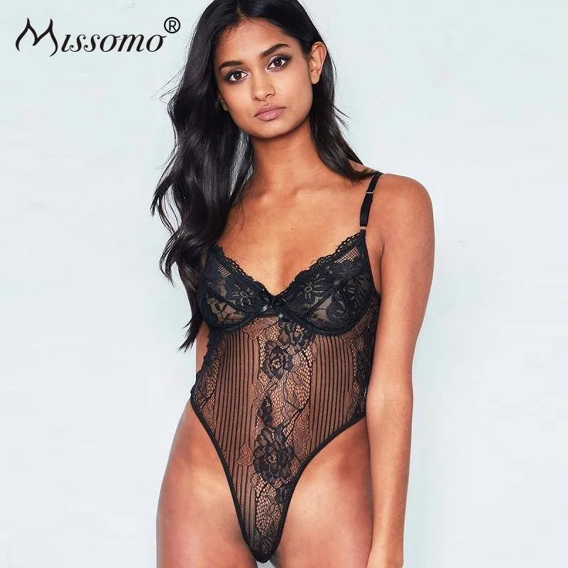 

Missomo Stripper Women Plus Size Femme Sexy Lace Top Bodysuit Mesh Overall Body Transparent Playsuit One Piece Costumes Jumpsuit