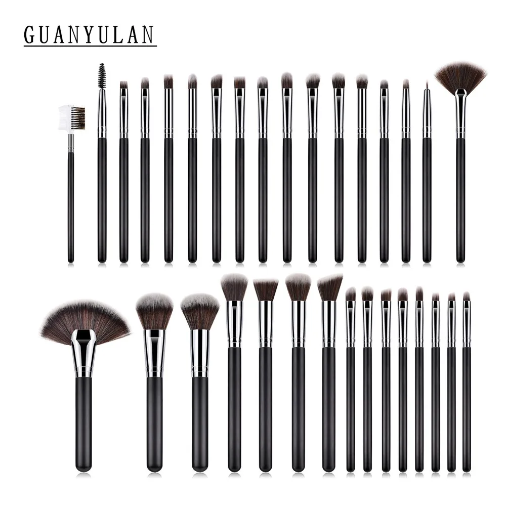

GUANYULAN 32PCS Black Wooden Makeup Brushes Professional Cosmetic Brush Set Makeup Brush Foundation Powder Eyeshadow Brush
