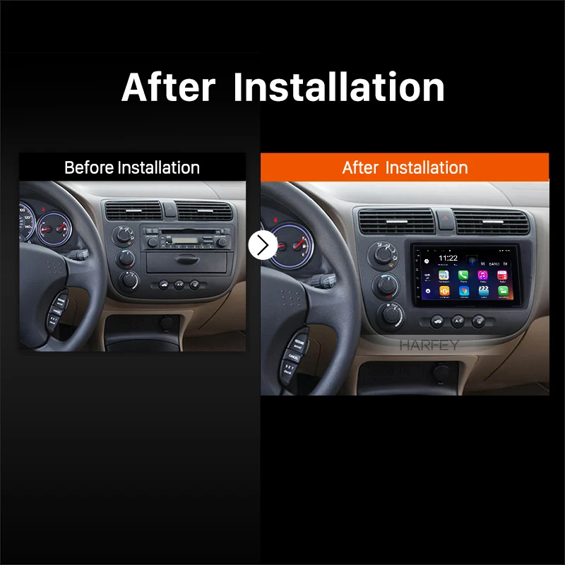 Discount Harfey Android 8.1 7inch 2Din Car Radio For Honda Civic 2001 2002 2003 2004 2005 Touchscreen HD 1080P GPS Multimedia Player 5
