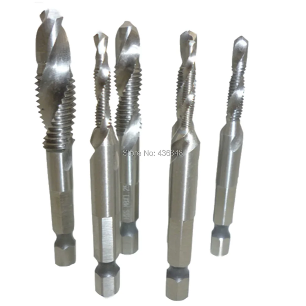 

6pcs Metric Drill Tap Hss Deburr Screw Bit Countersink 1/4" 6.35mm Quick Change M3 M4 M5 M6 M8 M10 Combination Drill Taps