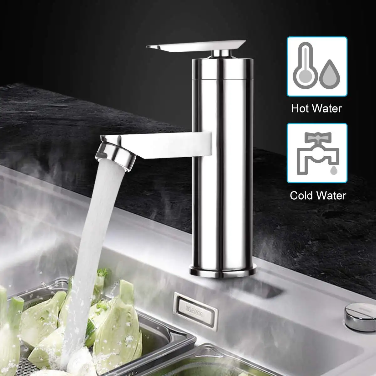 Xueqin Brushed Chrome Single Handle Bathroom Hot Cold Water Mixer