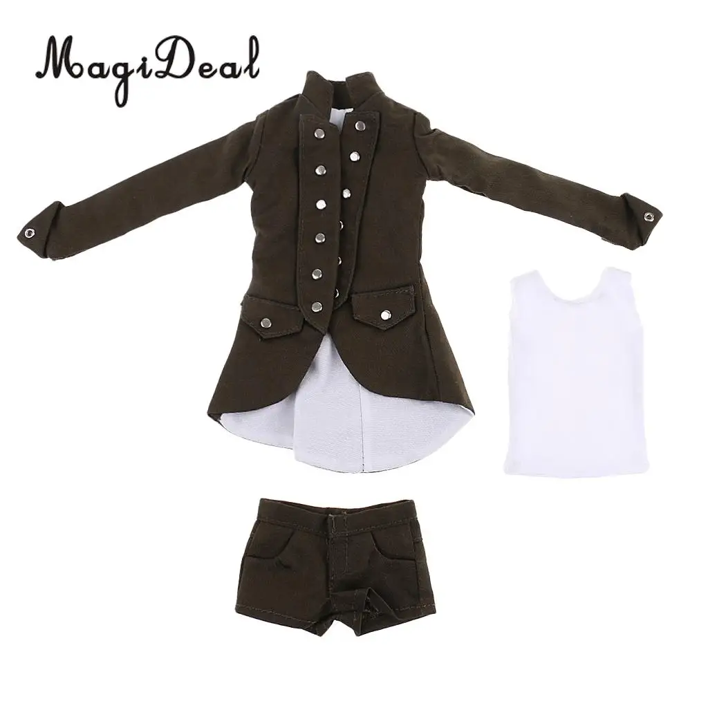 

MagiDeal 1/6 Scale Cloth Gothic Clothes Coat/Shorts/Vest Set for 12 Inch Woman Action Figures Body Student Uniform Dress Acce