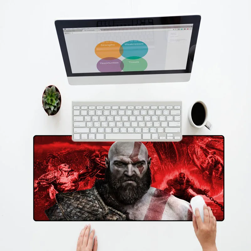  XGZ 900 400 Keyboard Gaming Mouse Pad God of War Office Decoration Desk Mat Rubber Edge Control Com