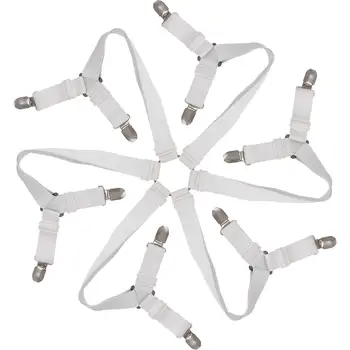 

Bed Sheet Clips Grippers Fasteners 3 Way 6 Sides Sheet Suspenders Elastic Sheet Holders Mattress Clips Straps - Adjustable Fit