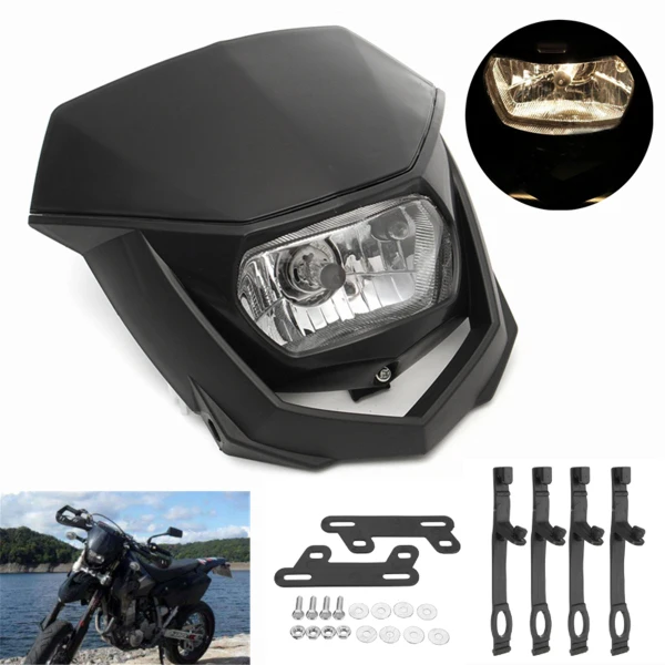 

12V 8000lm Universal Dirt Bike Halo Headlight Headlamp Black Motorcycle Enduro For KTM CRF XR WRF YZF DRZ KLX YM-004