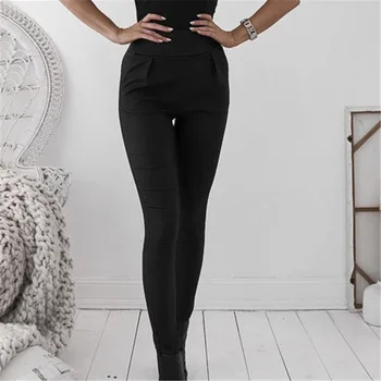 

2018 Top Fashion Women Leather Zipper Harem Pants Women Black Casual High Waist Pants SkinnyTrousers Pencil Pants Clothings