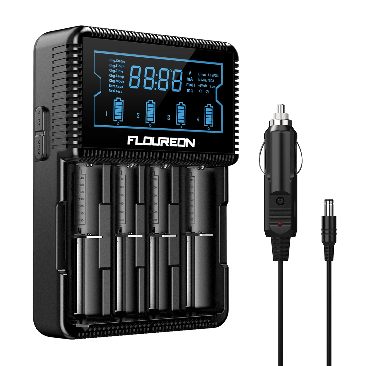 Зарядное устройство Floureon адаптер S4 Интеллектуальный ЖК дисплей для 18650 20700 21700 Ni MH