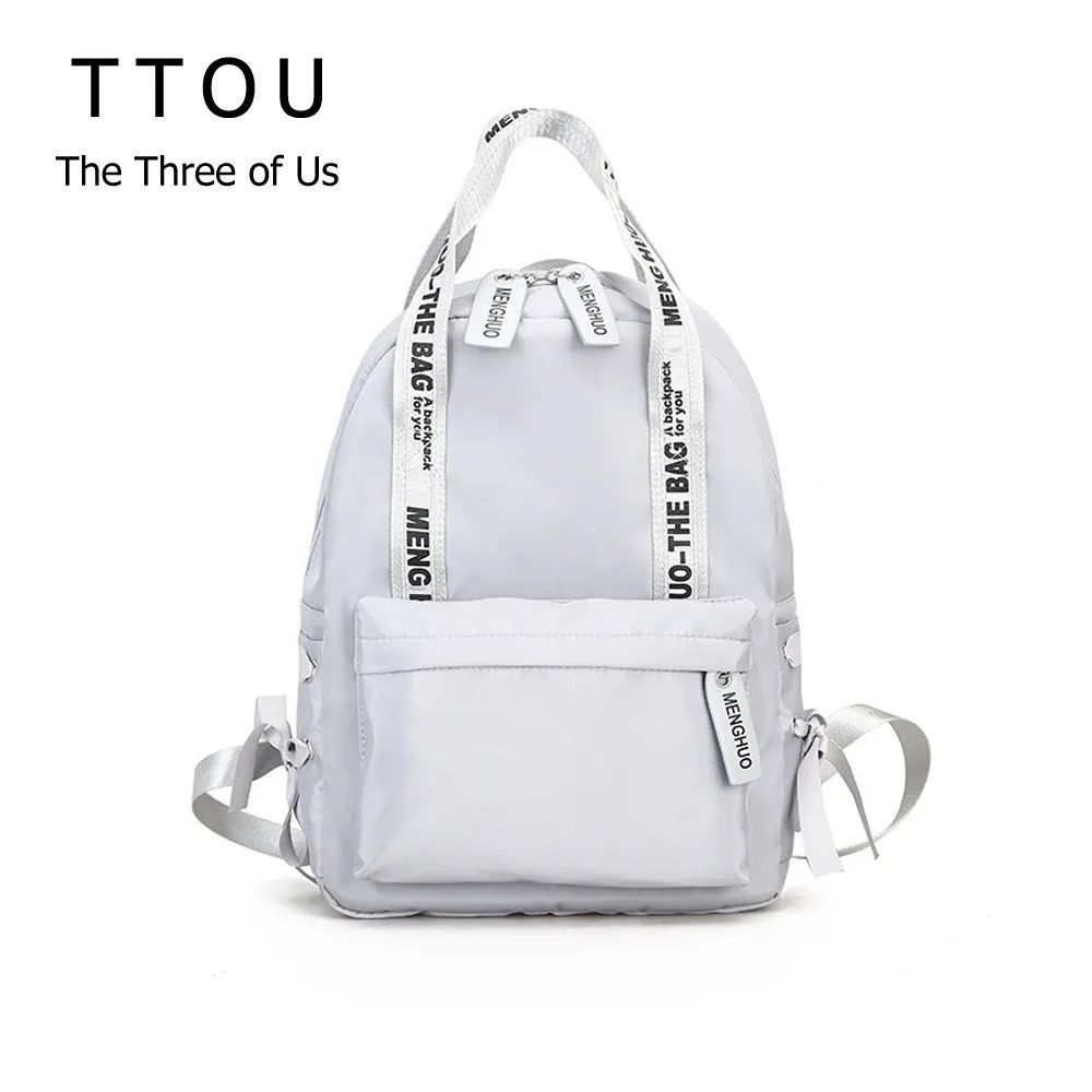 

TTOU Women Nylon Letter Printed Backpack Preppy School Bags For Teenagers Girls Large Travel Bags Female Bowknot Backpack
