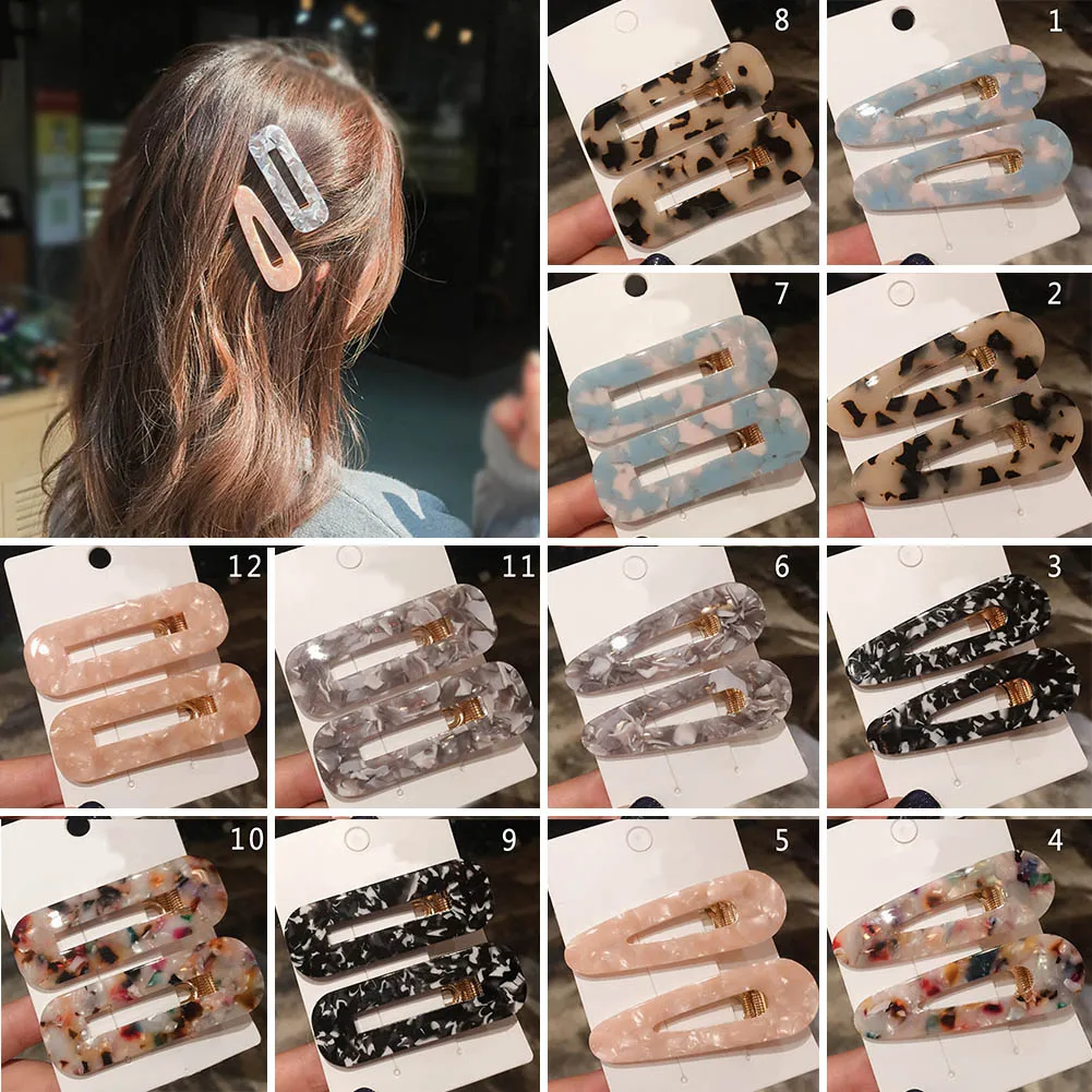 

1 Pair Japan Women Acetic Acid Hair Clips Hairpins Leopard Print Waterdrop Barrettes Girls Hairgrips Hairclips Hair Accessories