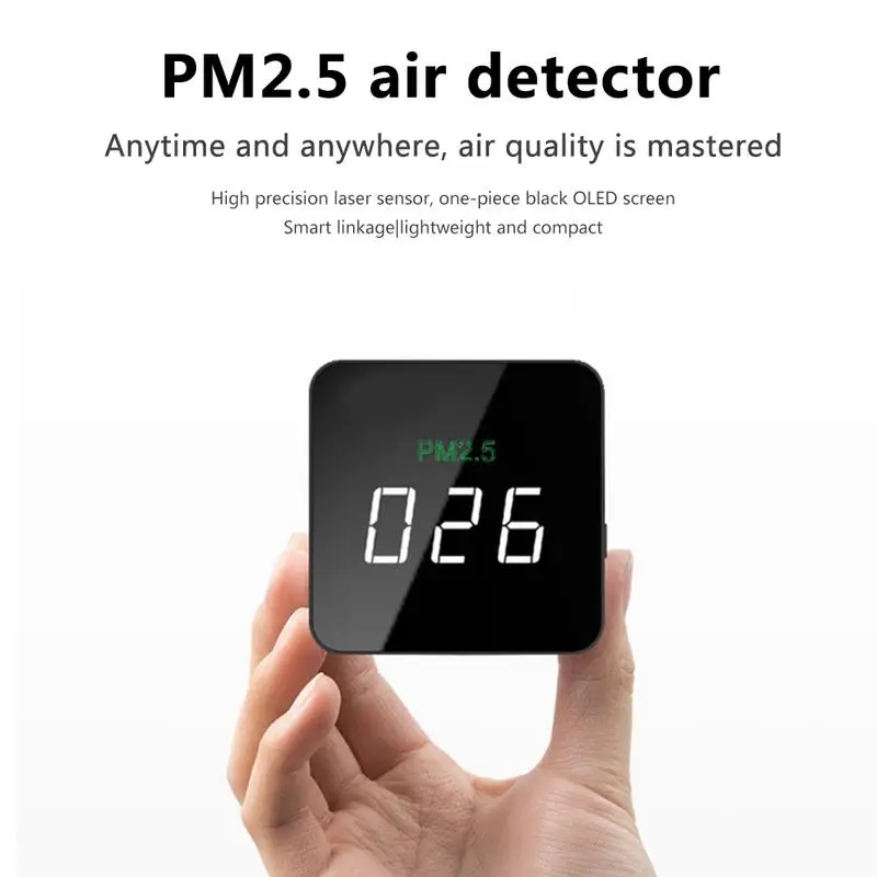 

Digital Mini PM2.5 Detector Air Quality Tester Monitor Meter Rechargeable AIR-06 Black Dropshipping