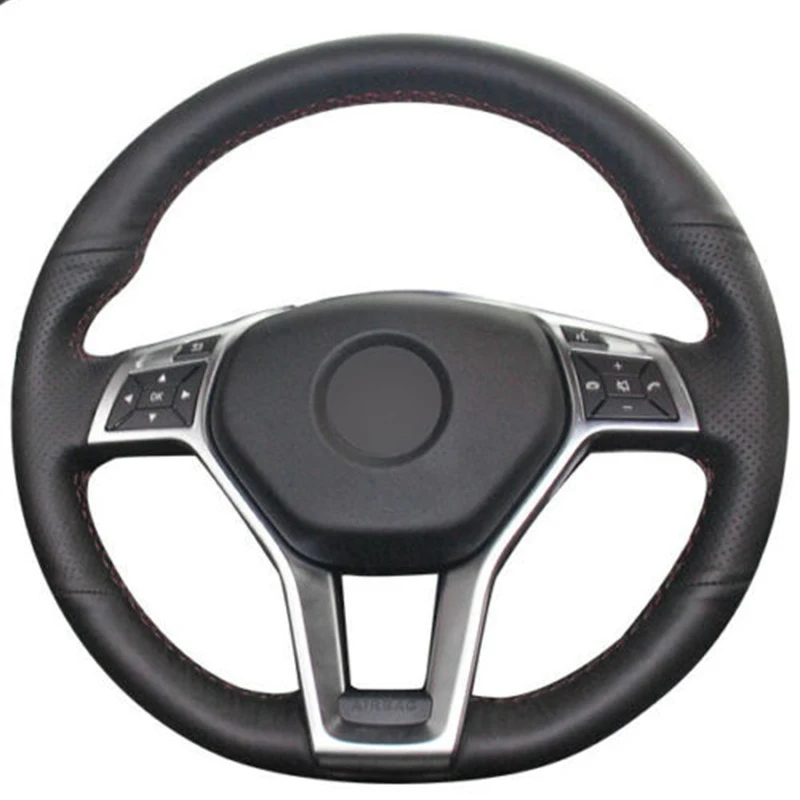 

Leather Hand Sew Steering Wheel Cover For Mer-cedes Benz GLK 260 300 200 Steering Wheel Cover Black Car Accessories 1pc