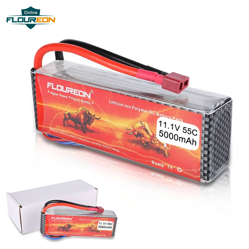 

FLOUREON 3S 11.1V 5000mAh 55C Li-Polymer Battery Pack (Deans Plug) for RC Toys Replacement DIY Battery Dean-Style T Connector