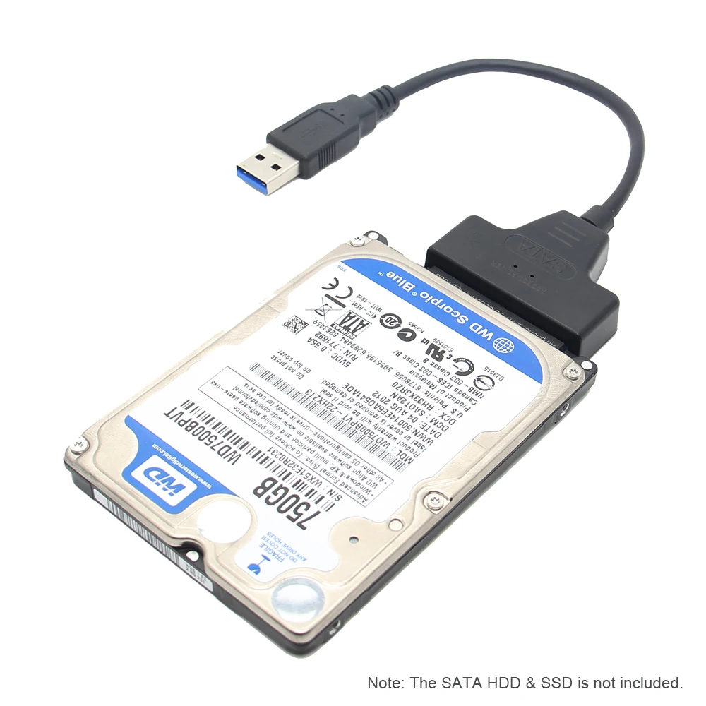 

USB 3.0 to SATA Converter Adapter USB3.0 To 22Pin SATA Cable Up To 6Gbps Support 2.5" External SSD / HDD / Notebook/Raspberry Pi