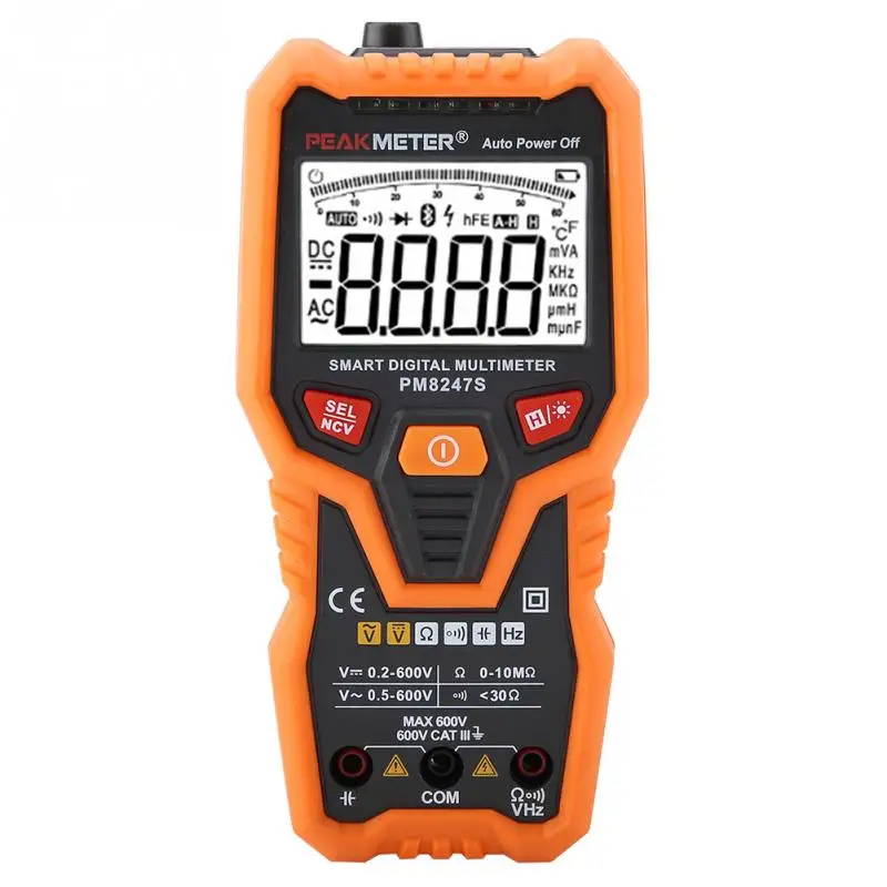 PEAKMETER PM8247S Digital Multimeter Intelligent Digital Multimeter 6000 Counts DC/AC V/A Cap