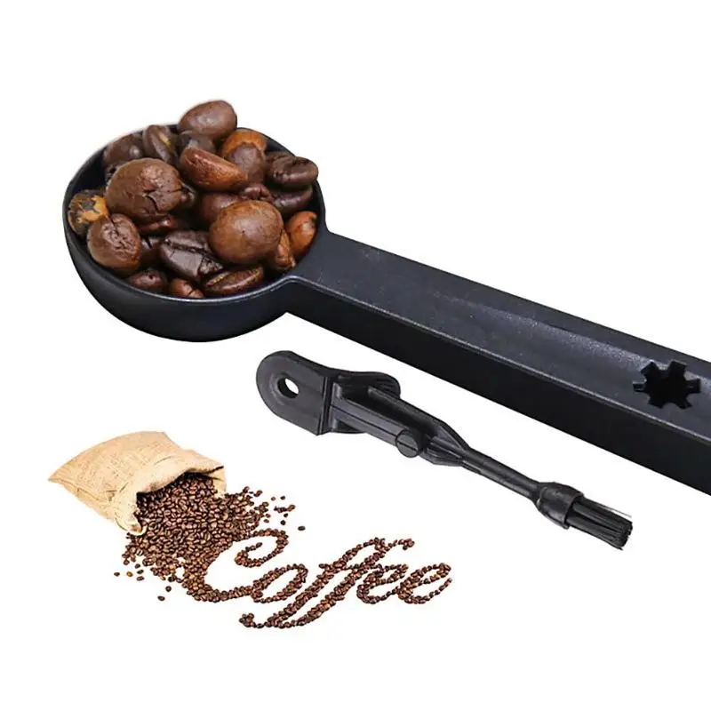 

Multifunctional Stainless Steel Coffee Measuring Scoop Coffee Bean Tea Measuring Scoop Spoon with Cleaning Brush Kitchen Tool