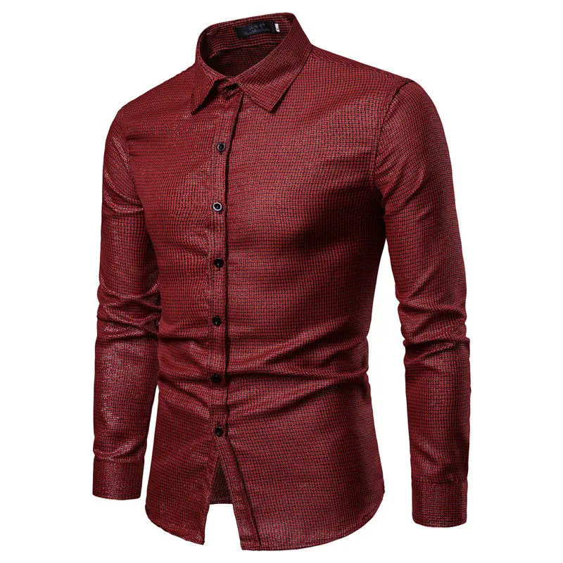 

Hot Men Shirts Slim Fit Male Shirt Striped Plaid Print Long Sleeve British Style Cotton Male's Shirt Europe Size Plus Size XXL